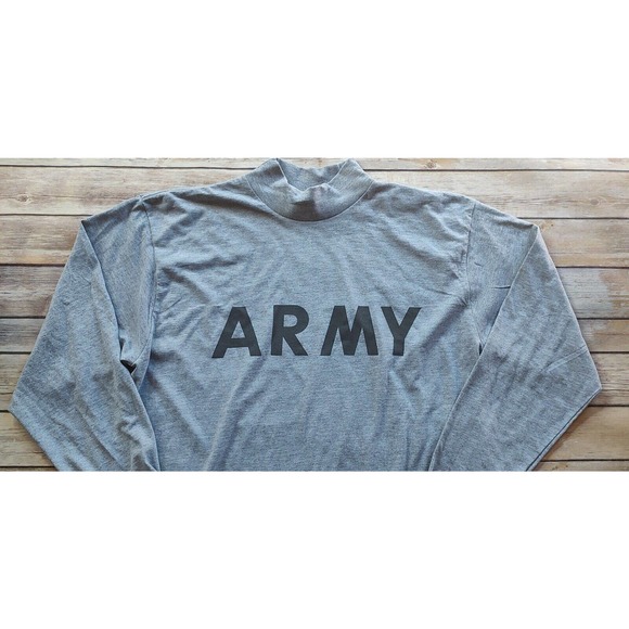 Vintage Army Akwa Tek Made In USA Logo Gray Long Sleeve Medium A2 - Picture 2 of 4